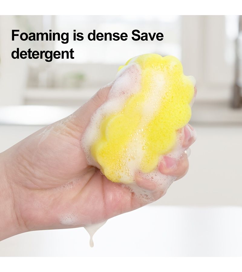 Sunflower Color Three Layer Sponge Wipe Kitchen Scouring Pad Durable Set - Image 2