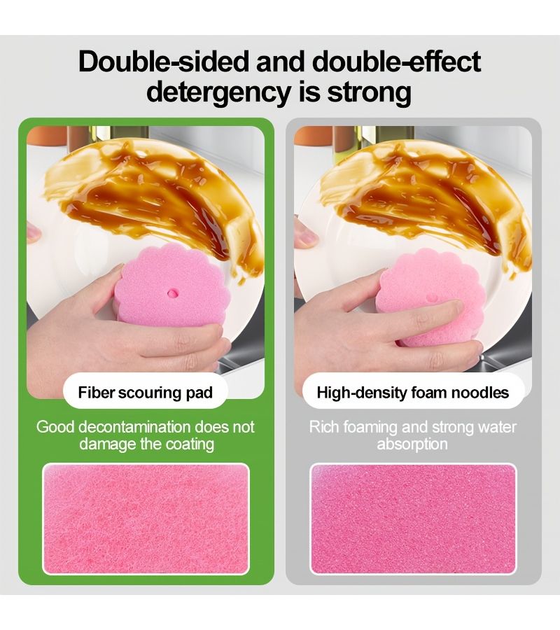 Sunflower Color Three Layer Sponge Wipe Kitchen Scouring Pad Durable Set - Image 4