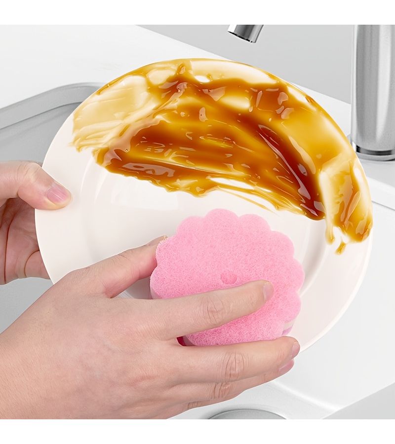 Sunflower Color Three Layer Sponge Wipe Kitchen Scouring Pad Durable Set - Image 5