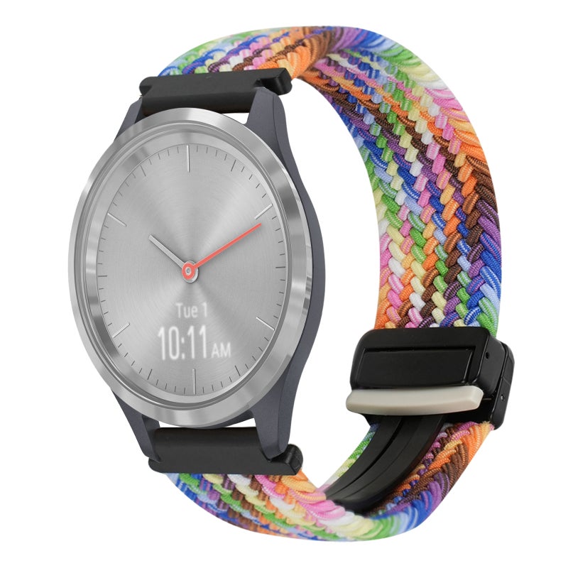 S-TOP For Garmin Vivomove 3S 18mm Magnetic Buckle Braided Watch Band(Colorful) - Image 1
