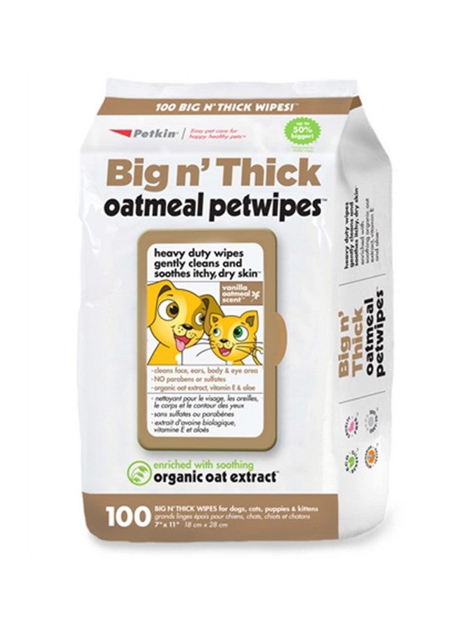Petkin Pet Wipes For Dogs And Cats, Oatmeal, 100 Wipes (Large) For Dogs And Cats  Soothes Itchy Dry Skin And Cleans Ears, Face, Butt, Body And Eye Area  Idea For Home And Travel - Image 1