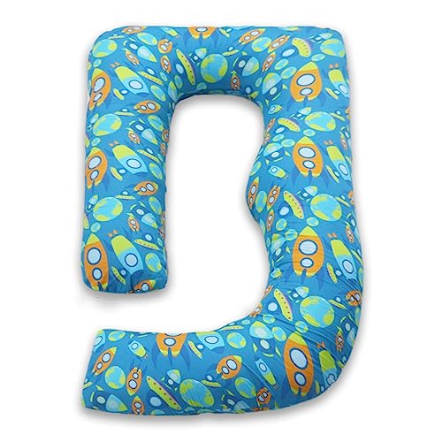 COOZLY G Shape Belly Back Pregnancy Pillow | G Shape Maternity Pillow with 100% Cotton Removable Covers | G Pregnancy Sleeping Pillow (Astro) - Image 1