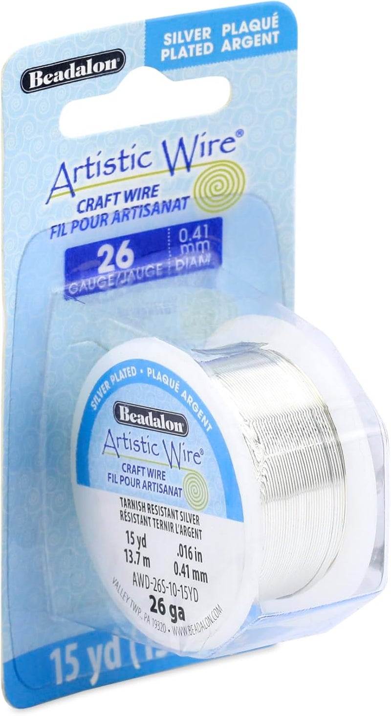 Artistic Wire 26 Gauge Silver Plated Tarnish Resistant Copper Craft Jewelry Wrapping Wire - 15 Yards - Image 1