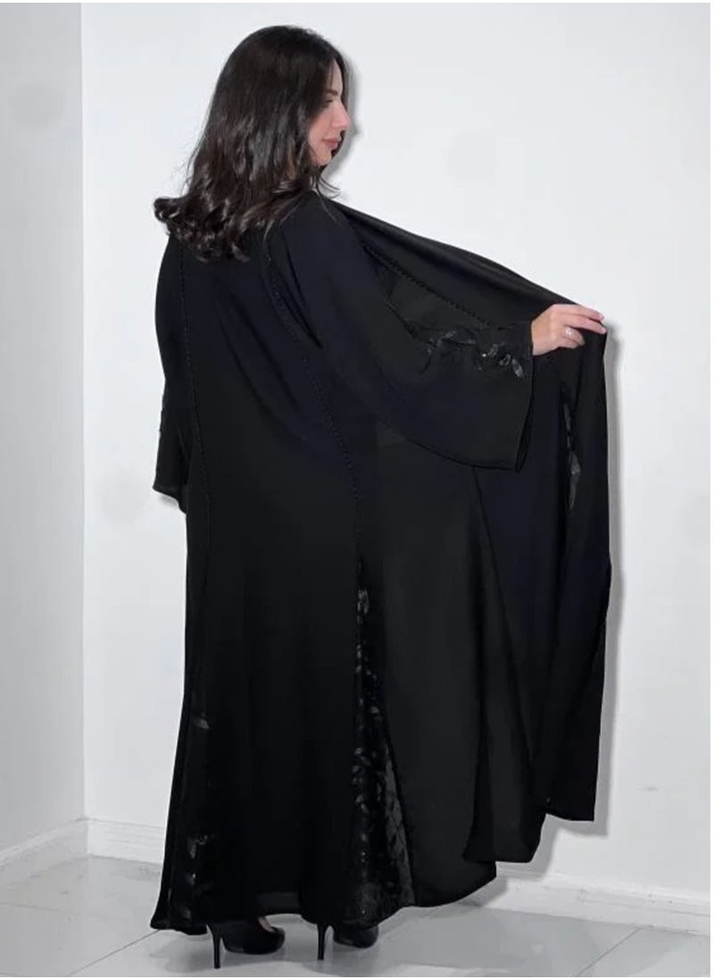 Generic - Black Embroidered  Abaya with Elegant Detailing & Wide Flowing Cut | Sophisticated Design for Formal and Everyday Wear | Premium Fabric & Multiple Sizes Available - Image 1