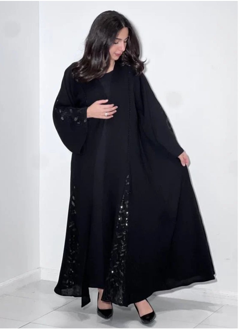 Generic - Black Embroidered  Abaya with Elegant Detailing & Wide Flowing Cut | Sophisticated Design for Formal and Everyday Wear | Premium Fabric & Multiple Sizes Available - Image 1