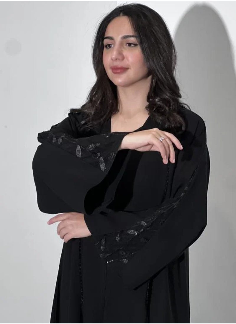 Generic - Black Embroidered  Abaya with Elegant Detailing & Wide Flowing Cut | Sophisticated Design for Formal and Everyday Wear | Premium Fabric & Multiple Sizes Available - Image 1