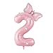 PLAP Birthday Number Balloon Bow Happy Birthday Number Balloon DecorationPink number 2 - Image 2