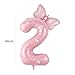 PLAP Birthday Number Balloon Bow Happy Birthday Number Balloon DecorationPink number 2 - Image 4