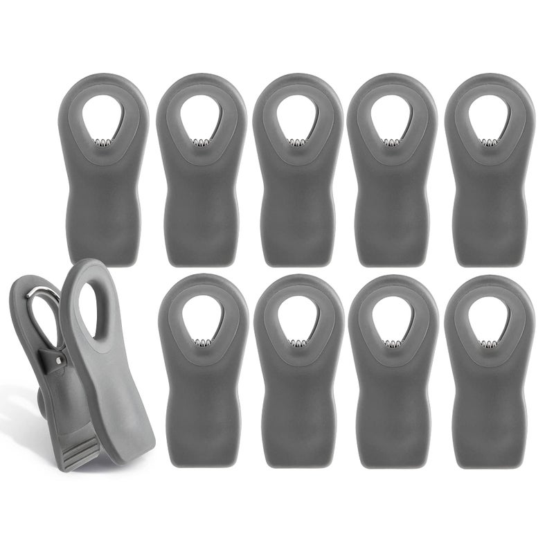 COOK WITH COLOR COOK WITH COLOR Bag Clips with Magnet Food Clips Chip Clips Bag Clips for Food Storage with Airtight Seal Grip for Bread Bags Snack Bags and Food Bags Gray Pack of 10
