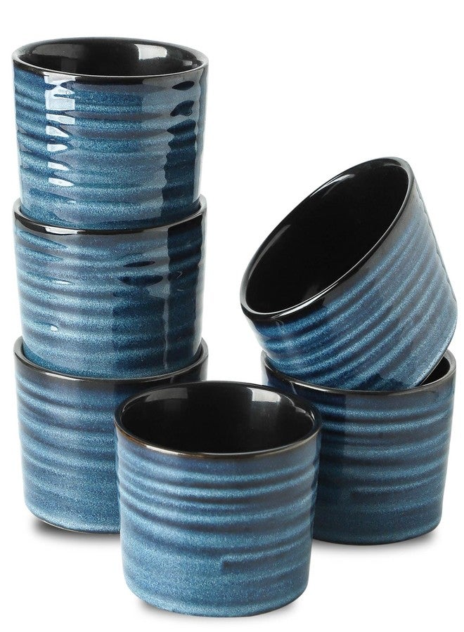 Hasense Ramekins 8 oz Oven Safe for Creme Brulee, Ceramic Souffle Dish with Reactive Glaze for Baking, Porcelain Pudding Custard Cups Set of 6 for Dip Sauce Yogurt Dessert and Ice Cream, Blue - Image 1