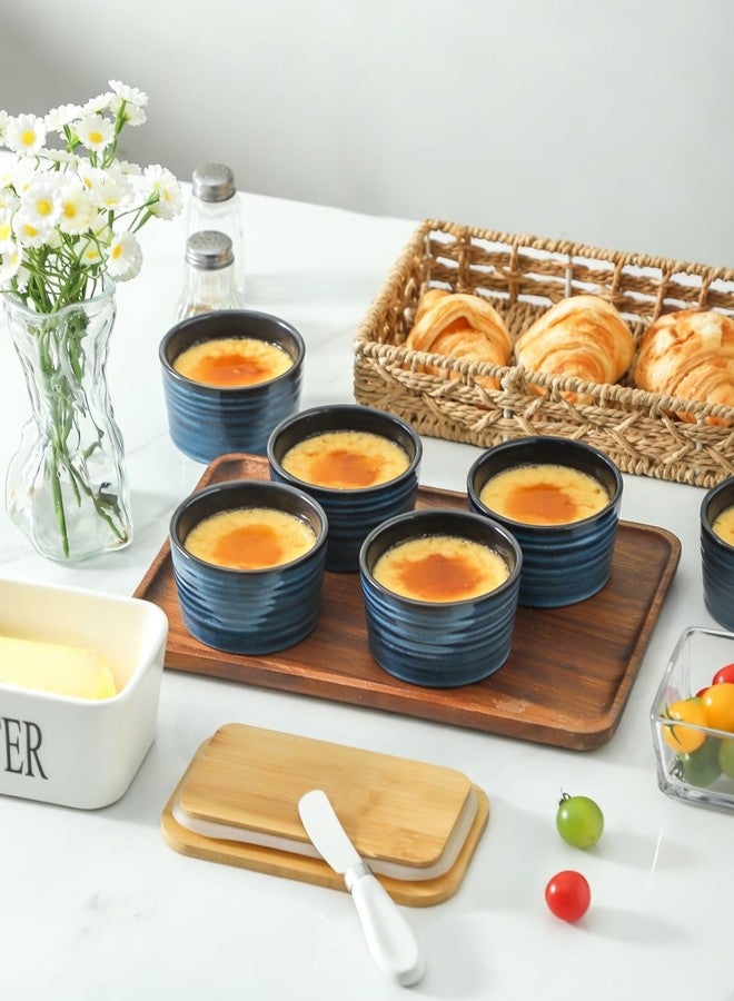 Hasense Ramekins 8 oz Oven Safe for Creme Brulee, Ceramic Souffle Dish with Reactive Glaze for Baking, Porcelain Pudding Custard Cups Set of 6 for Dip Sauce Yogurt Dessert and Ice Cream, Blue - Image 2