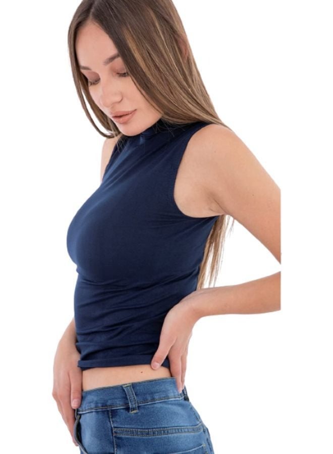 Carina T-shirt with collar and sleeveless  - Image 3