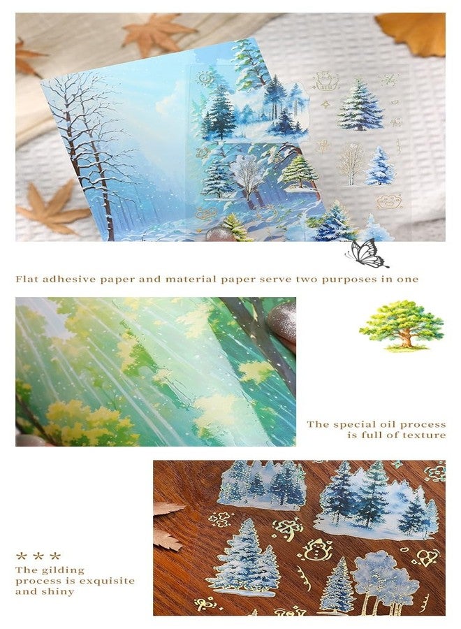 SAMVARDHAN Seasonal Tree Landscape PET Stickers Pack (16 Sheets) | Glossy Die-Cut |Transparent Stickers for Journaling, Scrapbooking & DIY Crafts | Pack of 4 - Image 5