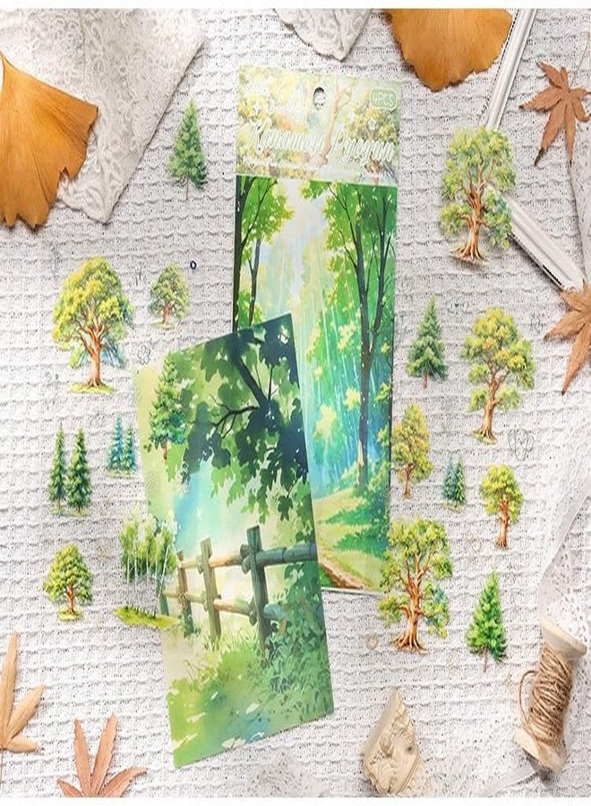 SAMVARDHAN Seasonal Tree Landscape PET Stickers Pack (16 Sheets) | Glossy Die-Cut |Transparent Stickers for Journaling, Scrapbooking & DIY Crafts | Pack of 4 - Image 4