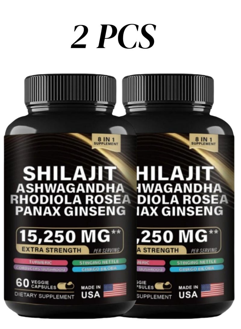 شيلاجيت آر إكس ماتريكس الطاقة العشبية - عبوّتان 15250 ملغ شيلاجيت الهيمالايا + مستخلصات سداسية التركيز، تجربة جديدة لإحياء الجسد والعقل (قد يختلف التغليف) - Image 1