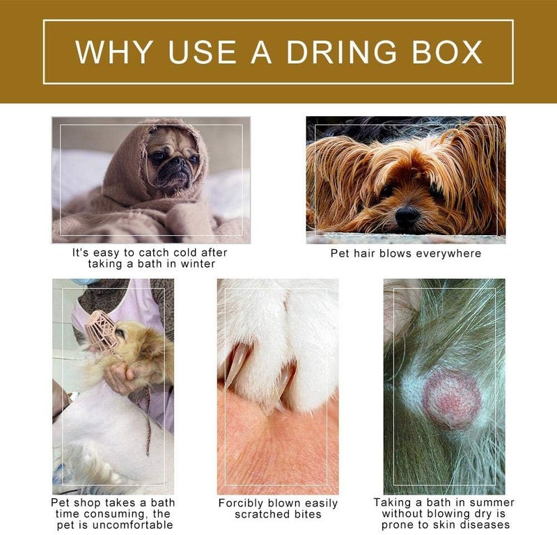 klarako Pet Drying Box,Portable Pet Dryer Cage Folding Puppy Hair Drying Box Hands-Free Doggy Grooming Hair Clearing Travel Bags For Cats Dogs Rabbit Pet Dry Room Portable Hands-Free Drying System After Bath - Image 2