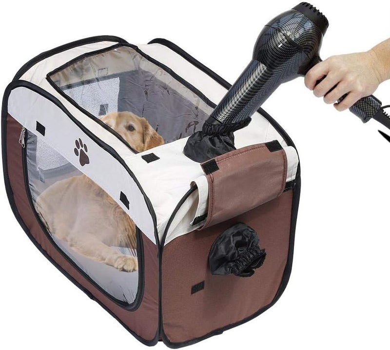 klarako Pet Drying Box,Portable Pet Dryer Cage Folding Puppy Hair Drying Box Hands-Free Doggy Grooming Hair Clearing Travel Bags For Cats Dogs Rabbit Pet Dry Room Portable Hands-Free Drying System After Bath - Image 1