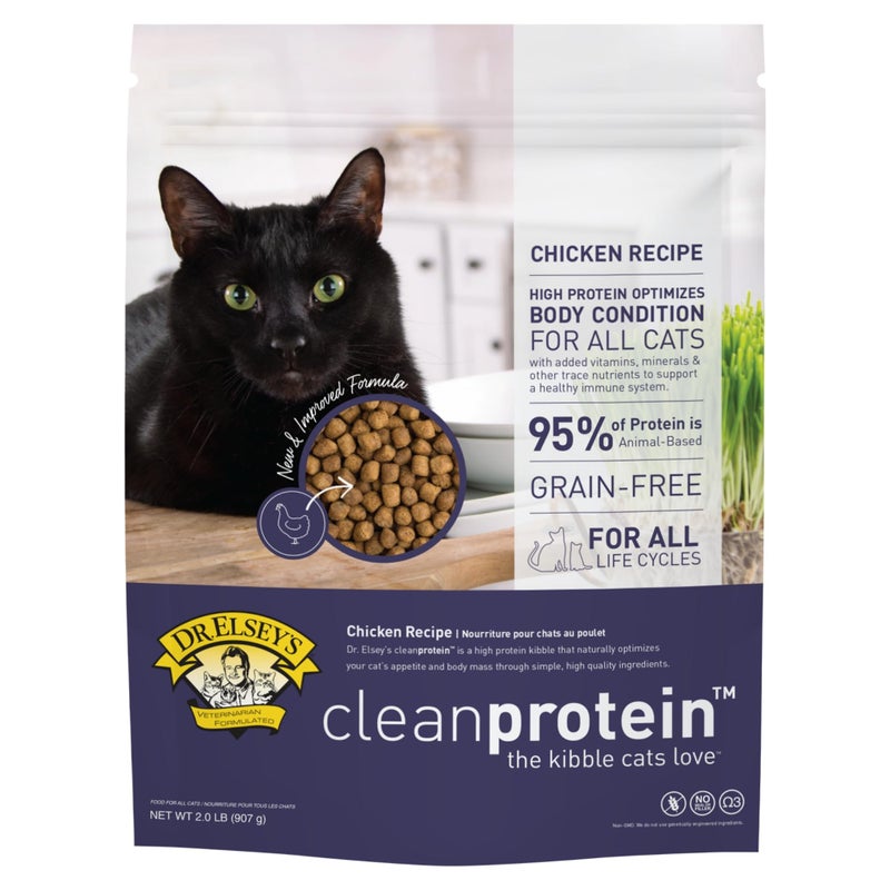 Dr. Elsey's Cleanprotein Grain Free High Protein, Low Carb Dry Cat Food, Chicken, 2lb , Pack of 1(Packaging May Vary) - Image 1