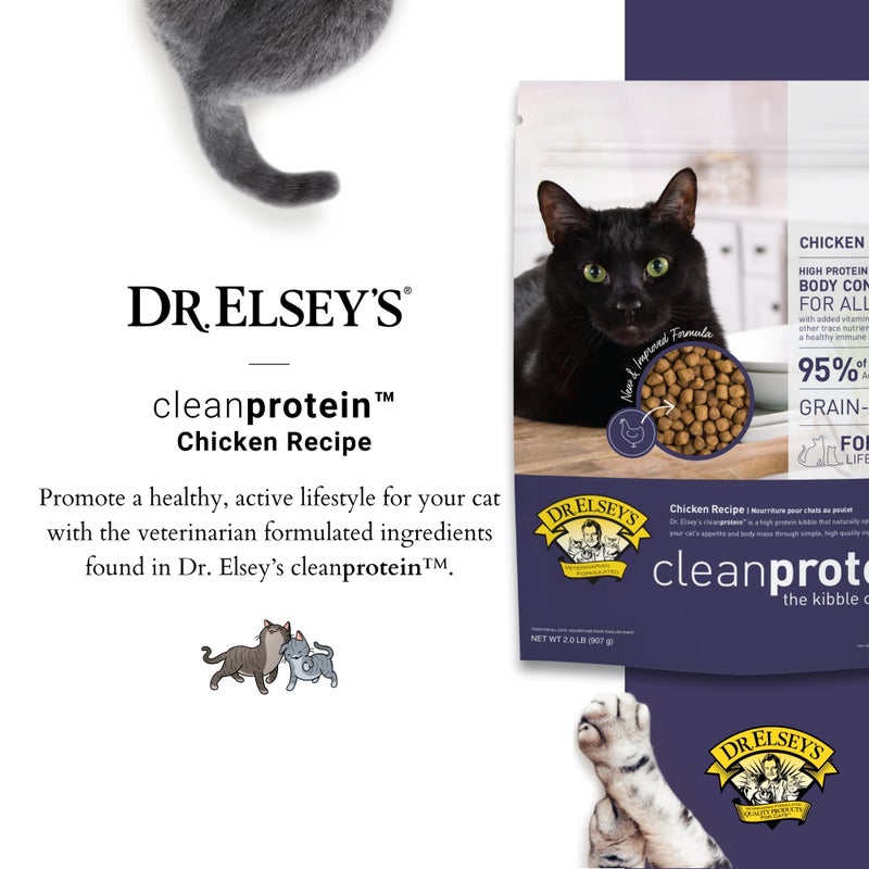 Dr. Elsey's Cleanprotein Grain Free High Protein, Low Carb Dry Cat Food, Chicken, 2lb , Pack of 1(Packaging May Vary) - Image 2