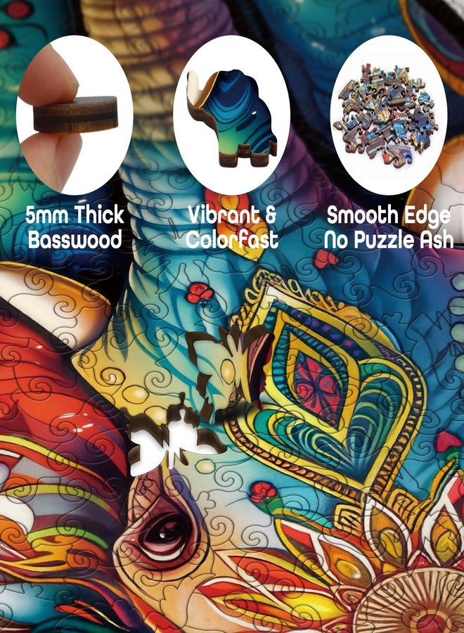 BBOLDIN أحجية خشبية ملونة على شكل فيل للكبار، 200 قطعة، أحجية خشبية على شكل حيوانات خيالية للكبار، أحجية فريدة ومضحكة الشكل، 200 قطعة - Image 3