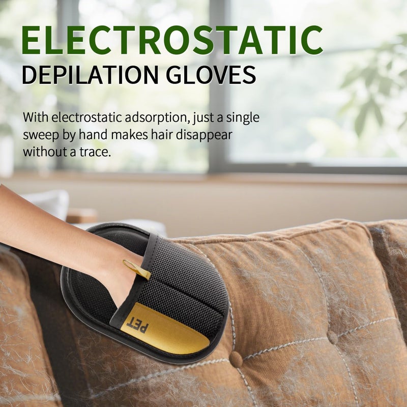 Pet Hair Remover Glove - Reusable Lint & Fur Removal Brush for Furniture, Upholstery, Bedding, and Clothing - Image 2