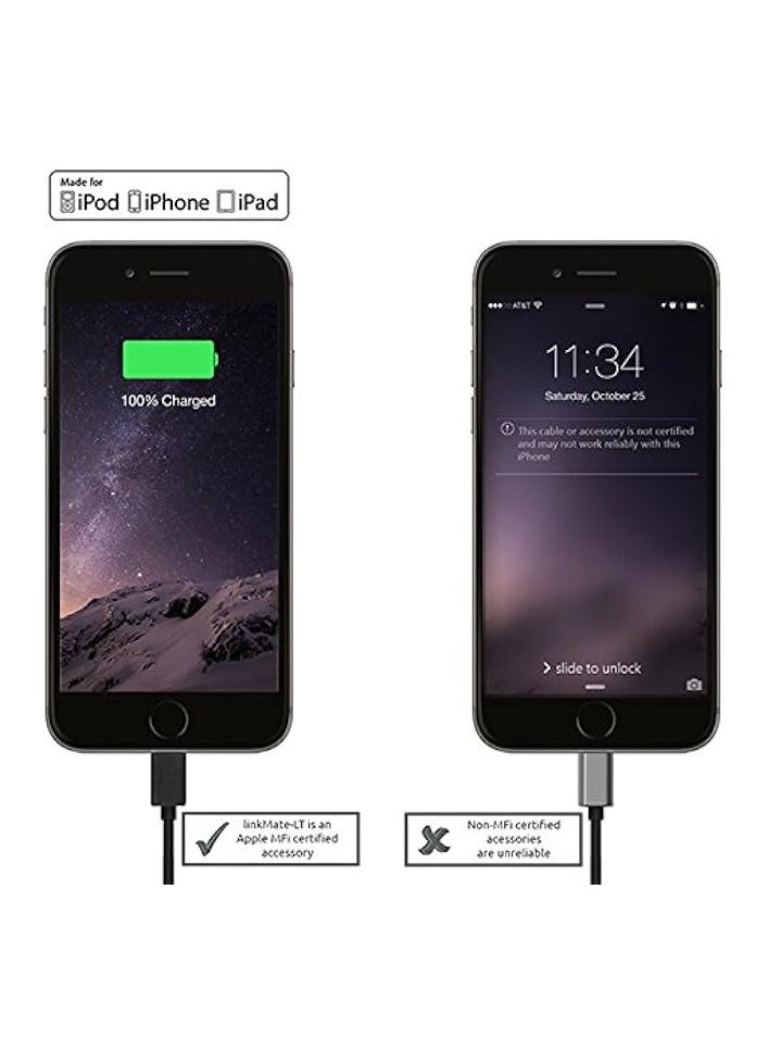 erorex - 1.2 Meter Lightning to USB Fast Charging and Syncing Cable with Over Charging Protecting for iPhone 13, Linkmate-LT Black - Image 1