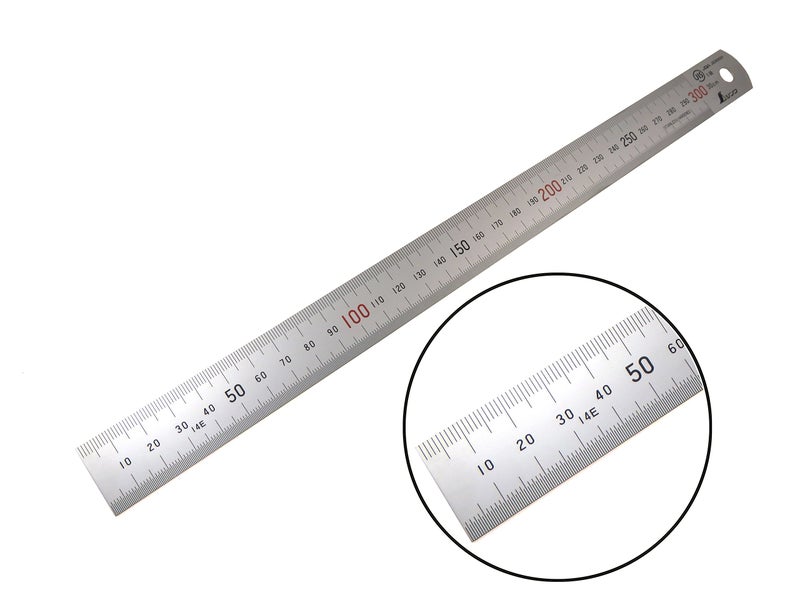 Shinwa H101-C 300 mm Rigid "Zero Glare" Metric Machinist Ruler/Rule Scale .5 mm & mm Markings - Image 1
