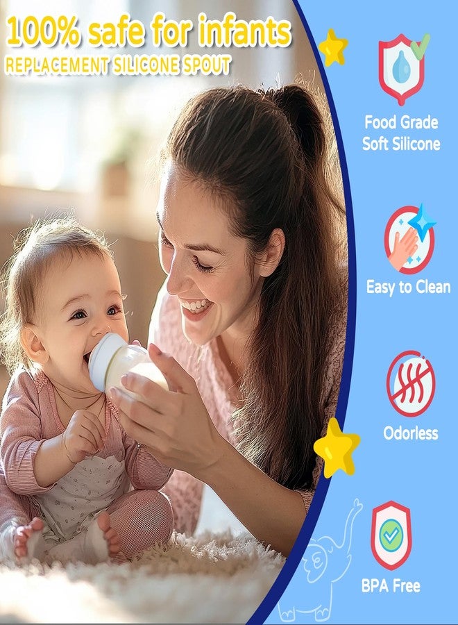CRAZYTHUR Sippy Spout Nipples(6 Pack), Compatible with Philips Avent Natural Bottles, My Grippy Spout & Natural Trainer Sippy Cup, 100% Food Grade Silicone Sippy Cup Nipples, 6m+, Leak-Proof, BPA-Free - Image 2