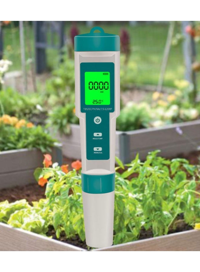 Halamine 7 in 1  PH Meter，PH/TDS/EC/ORP/S.G/Salinity/Temperature Multi-Parameter Pocket Water Quality Tester with Electrode Replaceable C-600 PH Meter for Pools Drinking Water Aquariums with Backlight - Image 4