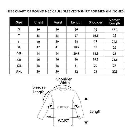 CHKOKKO Cotton Casual Regular Fit Round Neck Full Sleeve Tshirts for Men Indigo Size XL - Image 2