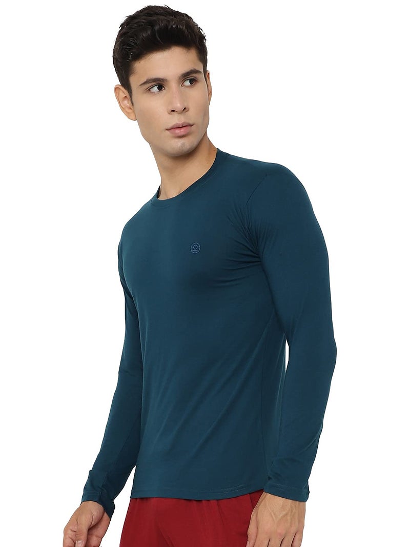 CHKOKKO Cotton Casual Regular Fit Round Neck Full Sleeve Tshirts for Men Indigo Size XL - Image 5