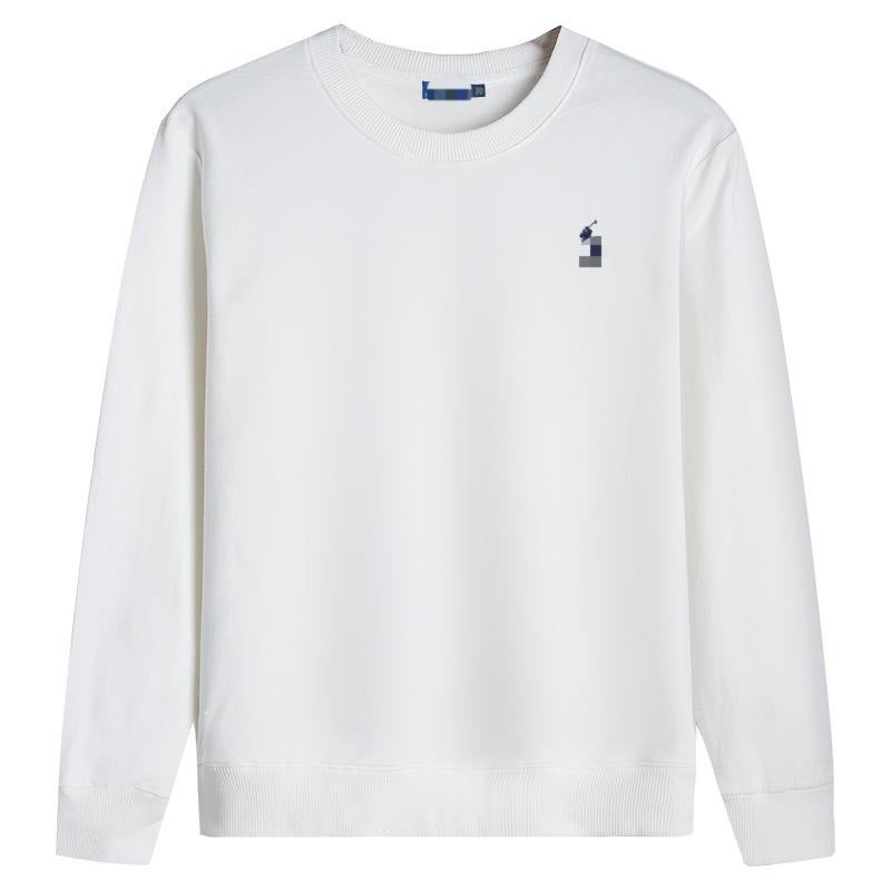 Men's Cotton Crewneck Pullover Sweatshirt with Embroidered Logo, Long Sleeve, Slim Fit, Solid Colour - Image 4