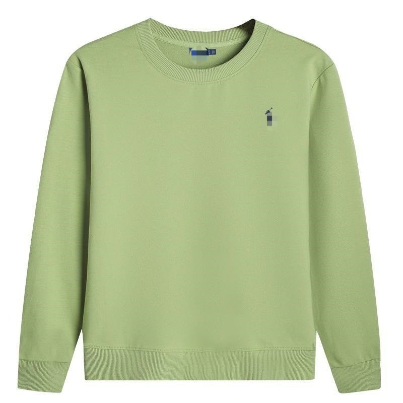 Men's Cotton Crewneck Pullover Sweatshirt with Embroidered Logo, Long Sleeve, Slim Fit, Solid Colour - Image 3