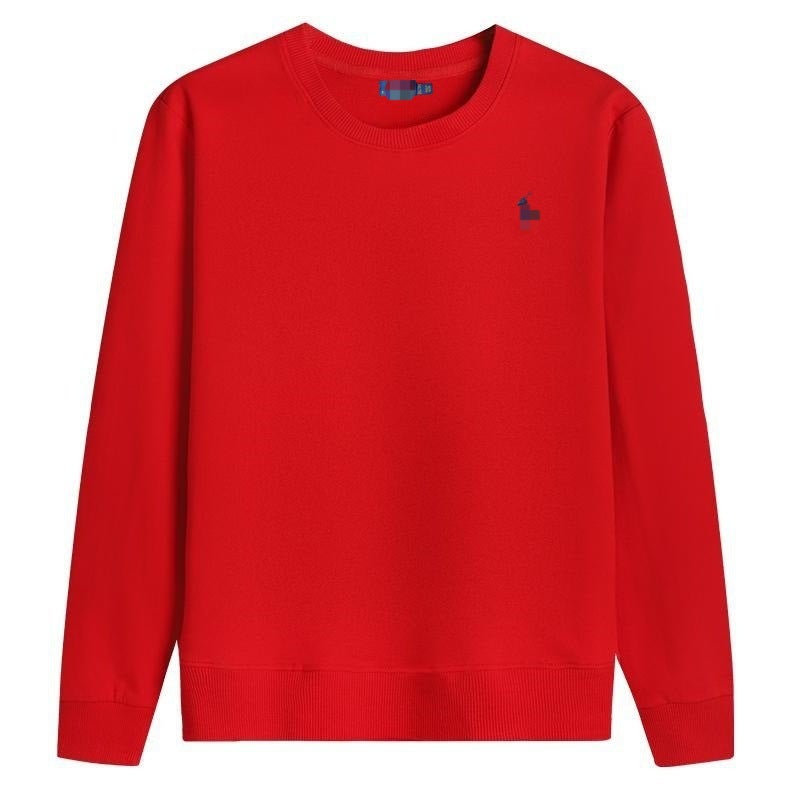 Men's Cotton Crewneck Pullover Sweatshirt with Embroidered Logo, Long Sleeve, Slim Fit, Solid Colour - Image 1