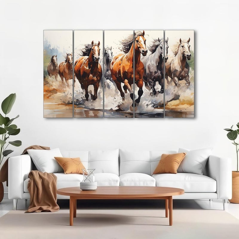 ARS ديكور القلعة 7 خيول جارية فن الجدار - Image 3