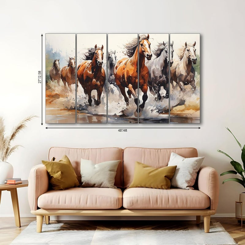 ARS ديكور القلعة 7 خيول جارية فن الجدار - Image 2