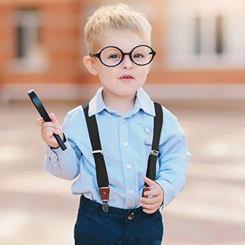 Kajeer Toddlers Kids Boys Mens Suspenders - Y Back Adjustable Strong Clips Synthetic Leather Suspenders (23.6 Inch (7 Months - 3 Years), Black) - Image 2