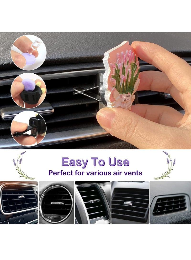 SYOSI 4 Pcs Car Vent Air Freshener Clips, Car Air Freshener Clips Flower Car Vent Clips Car Decoration Car Aromatherapy Diffuser Car Accessories Interior for Women & Girls (Pink) - Image 5