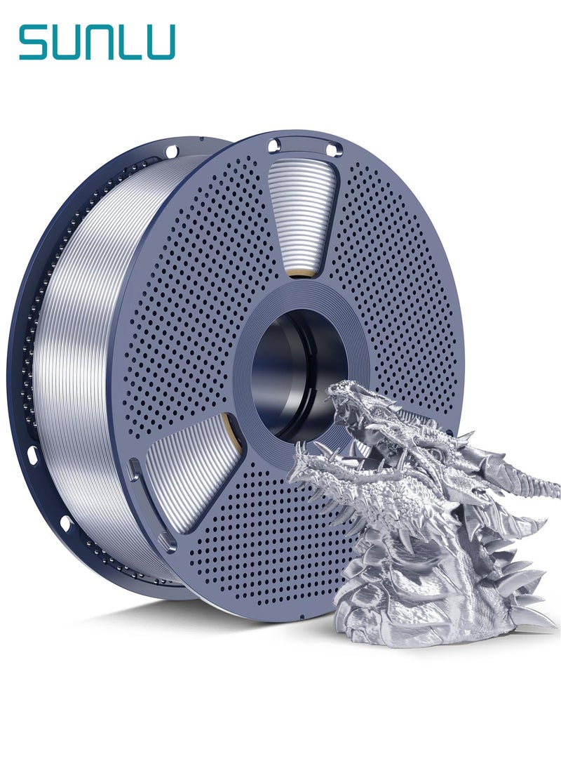 SUNLU 3D Printer Silk Filament,Shiny Silk PLA+ Filament 1.75mm, Smooth Silky Surface, Great Easy to Print for 3D Printers, Dimensional Accuracy +/- 0.02mm, Silk Silver 1KG - Image 1
