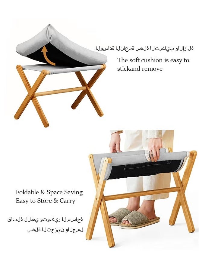 Arabest Ottoman Folding footrest Under-desk stool Small chair with removable footrest Fluffy 54x34x36cm (grey) - Image 5