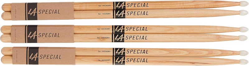 promark LA Specials - 5A Drumsticks - Drum Sticks Set for Acoustic Drums or Electronic Drums - Oval Nylon Tip - Hickory Drum Sticks - Consistent Weight and Pitch - Made in the USA - 3 Pairs - Image 5