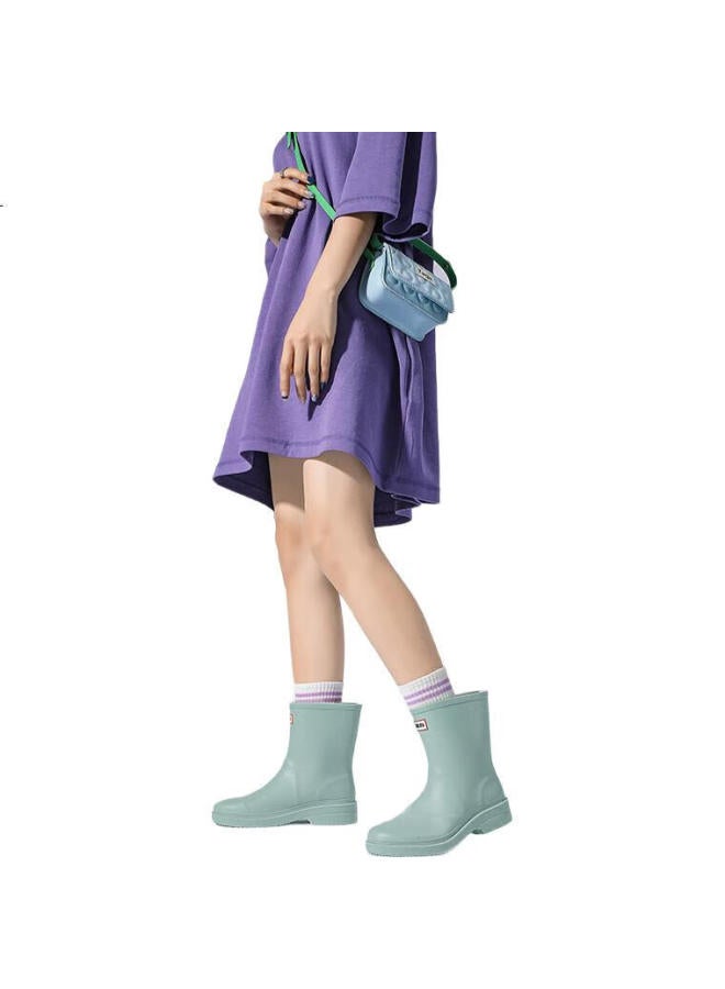 Warrior Women'S Fashion Adult Ladies Mid-Tube Rain Boots Waterproof Shoes Rubber Shoe Covers Water Boots Hxl-23 Green 39 - Image 3