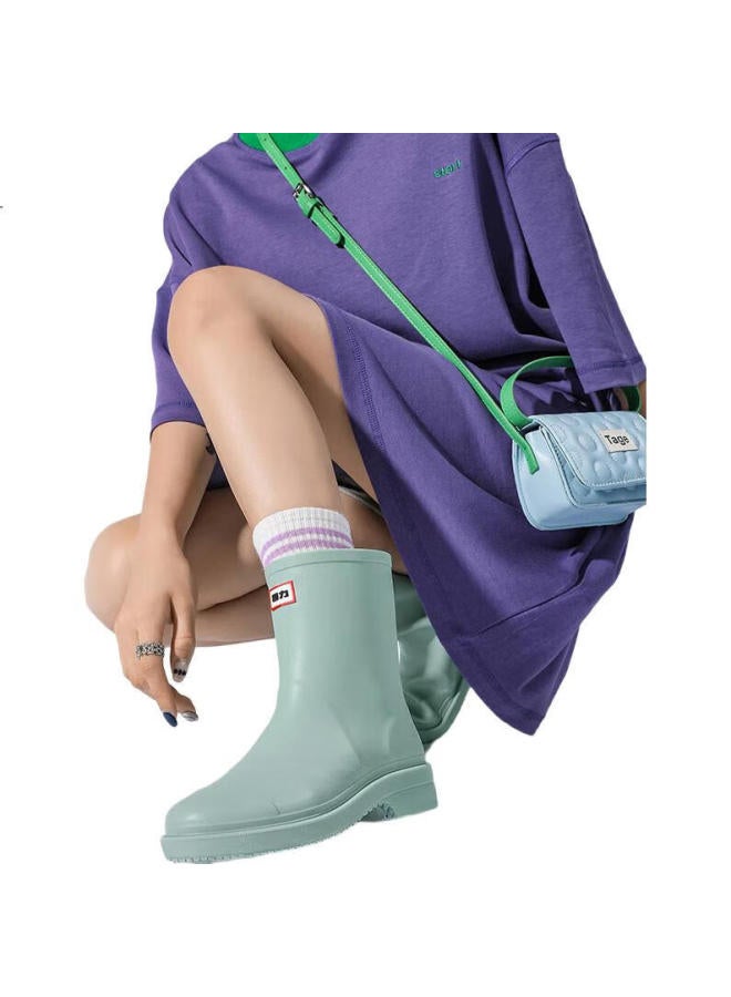 Warrior Women'S Fashion Adult Ladies Mid-Tube Rain Boots Waterproof Shoes Rubber Shoe Covers Water Boots Hxl-23 Green 39 - Image 1