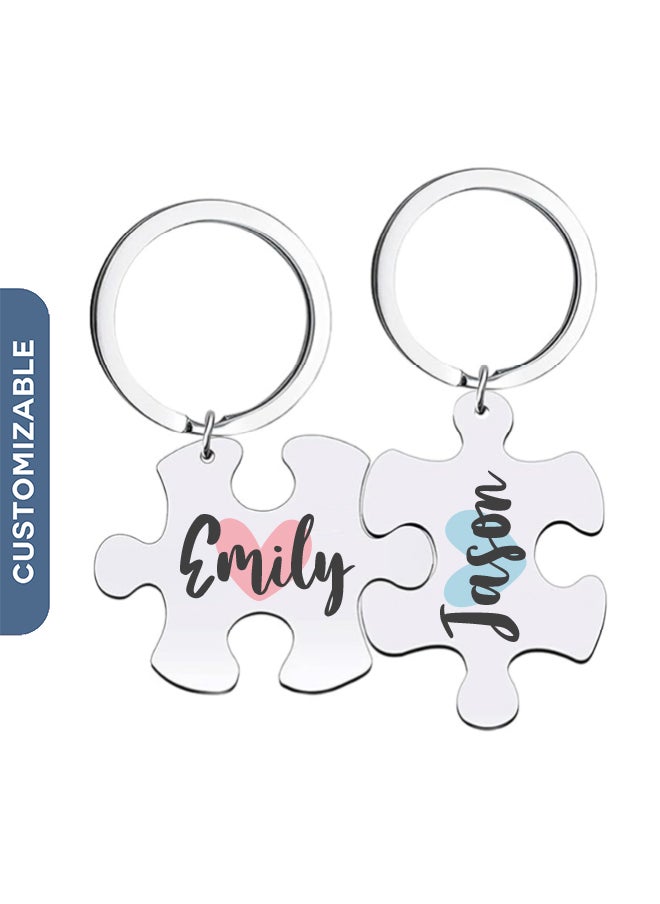 Share the Love Personalized Puzzle Keychains – Custom Engraved Pieces for Couples, Friends, or Family, Perfect Gift for Special Occasions 