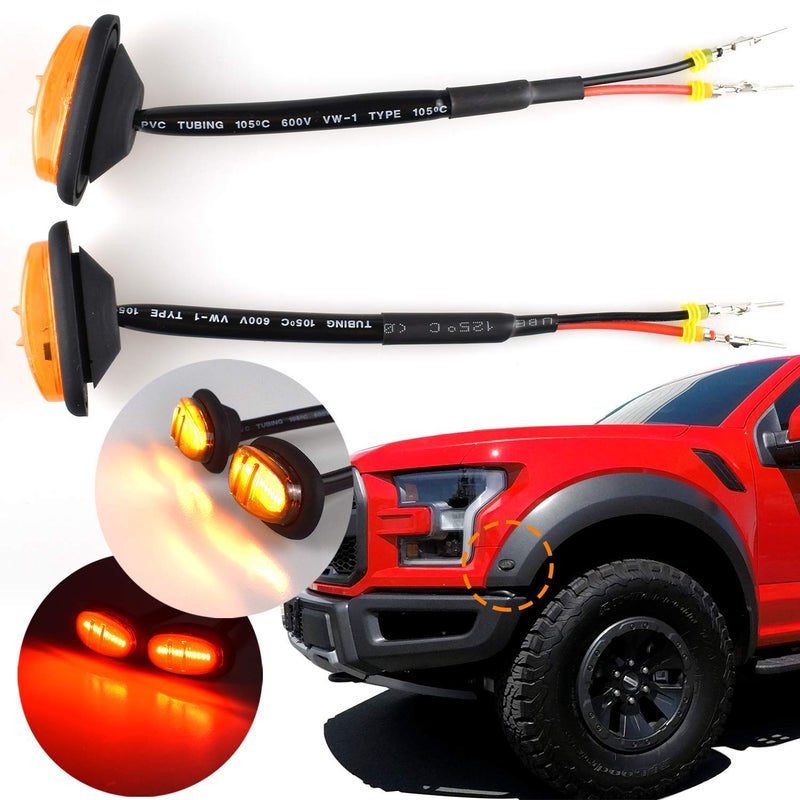 أضواء فندر بويغو متوافقة مع شاحنات فورد رابتور F150 LTD F250 F350 أضواء جانبية LED ساطعة باللونين الكهرماني والأحمر