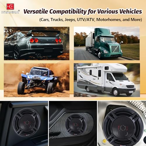H YANKA ECS-65M 6.5" Car Door Speakers, 350W Peak Power, 2-Way Coaxial Full-Range Stereo, Clear Sound, Low Distortion, with Install Kit, Ideal for Cars, Trucks, Jeeps (1 Pair) - Image 4