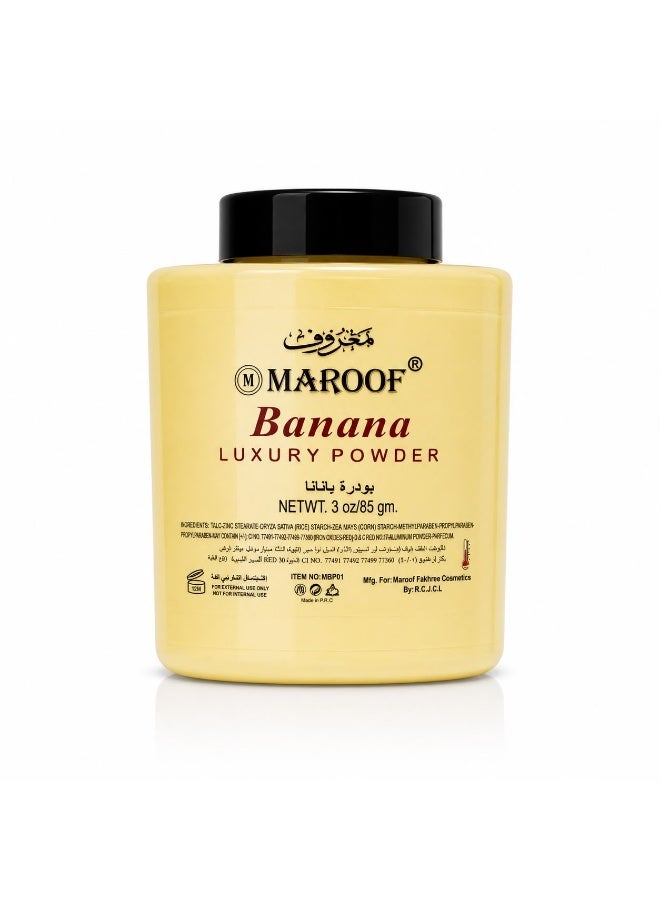 MAROOF Luxury Banana Powder Light Yellow for Face & Body - Oil Control, Smooth Matte Finish, Professional & Daily Use, 85g - Image 4