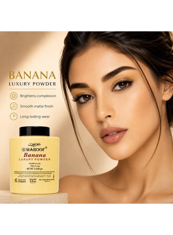 MAROOF Luxury Banana Powder Light Yellow for Face & Body - Oil Control, Smooth Matte Finish, Professional & Daily Use, 85g - Image 2