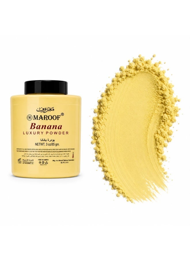 MAROOF Luxury Banana Powder Light Yellow for Face & Body - Oil Control, Smooth Matte Finish, Professional & Daily Use, 85g - Image 1