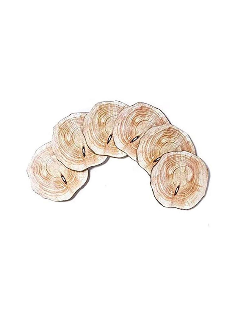 LINGWEI Six Pieces Unfinished Natural Wood Non Slip Cup Insulation Mats Tea And Table Coaster Set For Cold Drinks And Hot Beverage Home Decorations (Wooden Design)  - Image 3